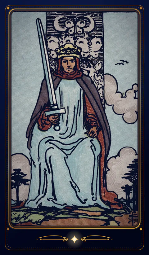 Карта «Король Мечей»: рисунок колоды 1909 года в бархатной рамке